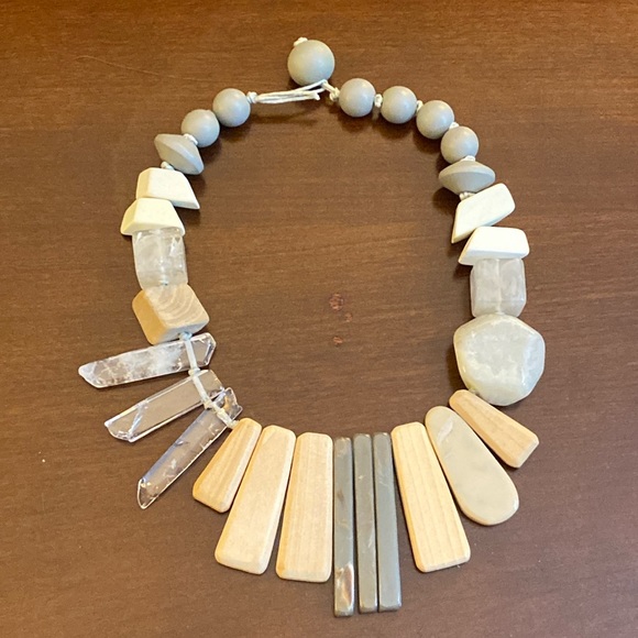 Chunky Wood and Acrylic Necklace - Picture 5 of 5